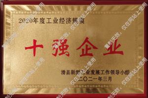 2020年度工業(yè)經濟規(guī)模十強企業(yè)